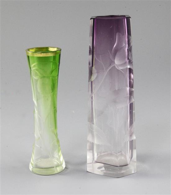 Two Moser intaglio cut vases, early 20th century, 19 and 15cm